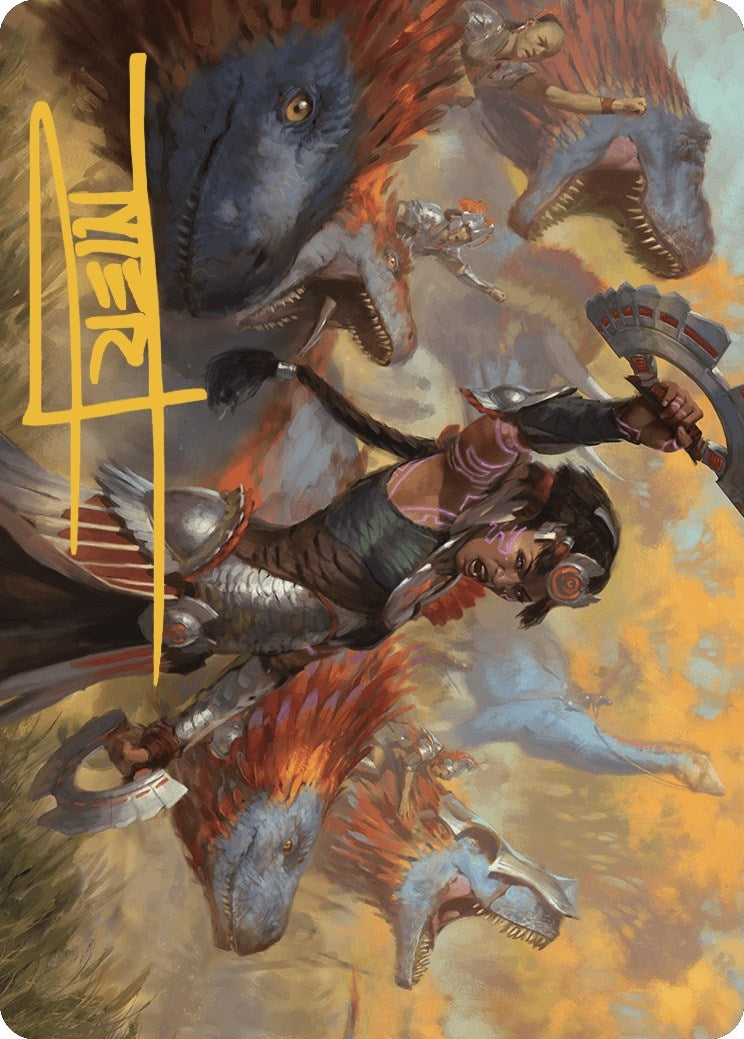 Image for Huatli, Poet of Unity Art Card (Gold-Stamped Signature) (27) (Art Series: The Lost Caverns of Ixalan) - Magic: The Gathering