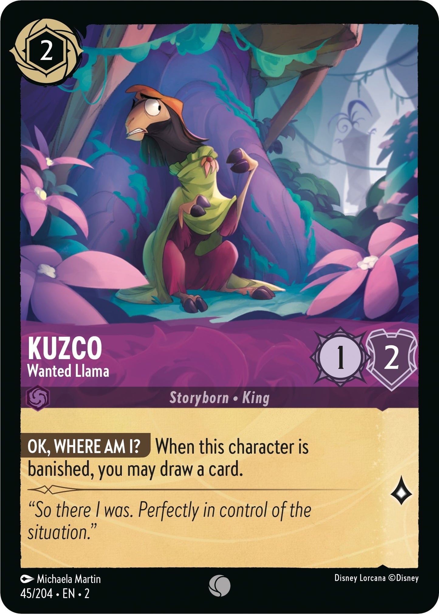 Image for Kuzco - Wanted Llama (45/204) (Rise of the Floodborn) - Disney Lorcana