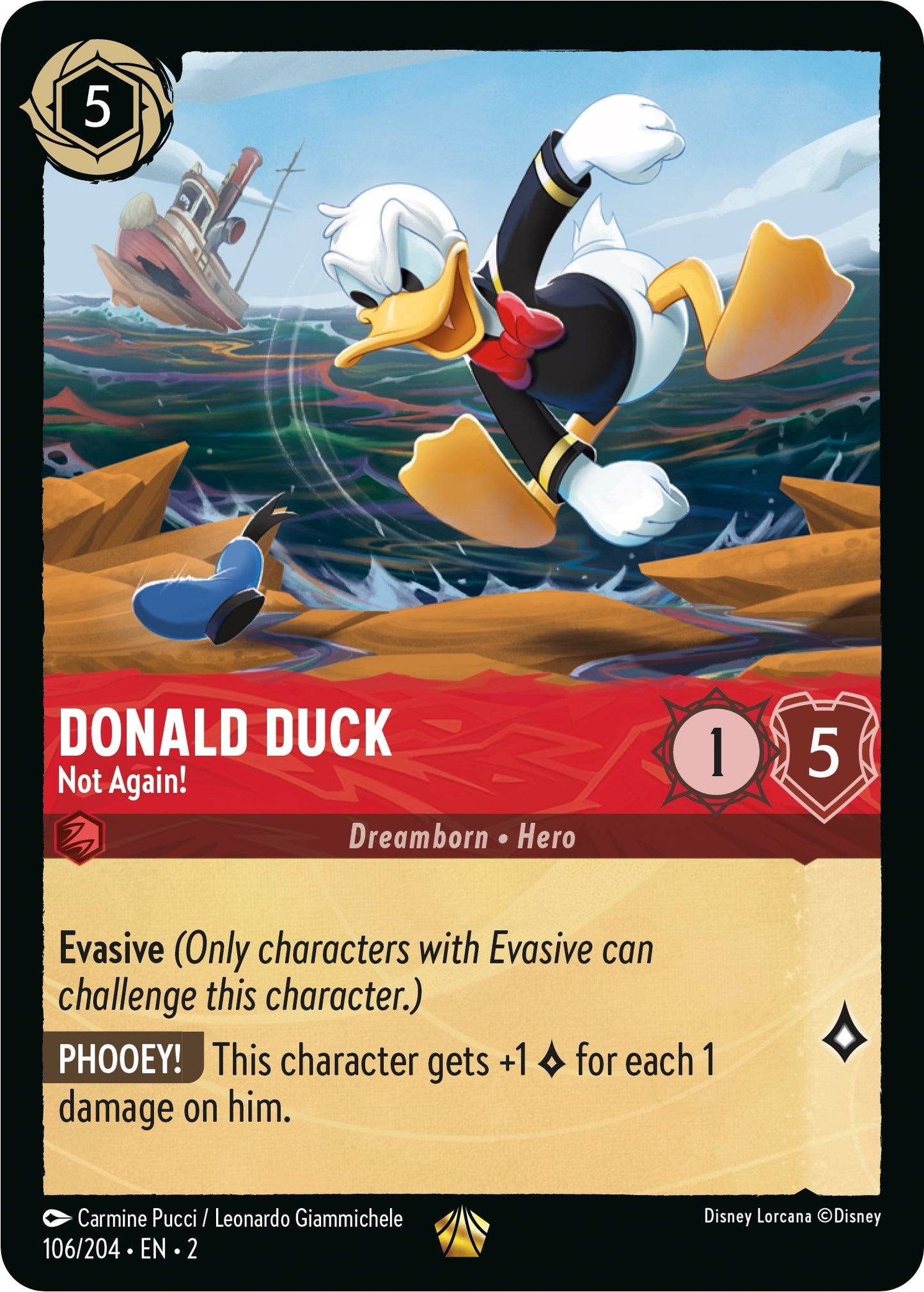 Image for Donald Duck - Not Again! (106/204) (Rise of the Floodborn) - Disney Lorcana