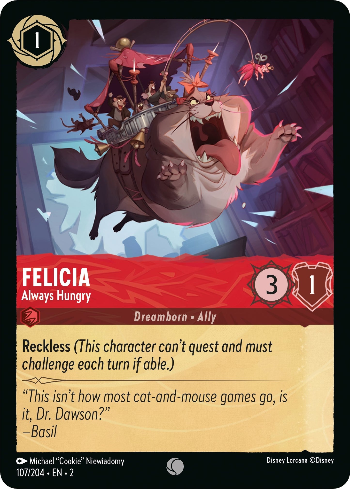 Image for Felicia - Always Hungry (107/204) (Rise of the Floodborn) - Disney Lorcana