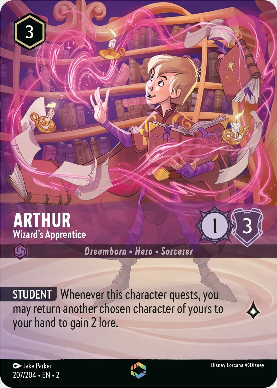 Image for Arthur - Wizard's Apprentice (Enchanted) (207/204) (Rise of the Floodborn) - Disney Lorcana