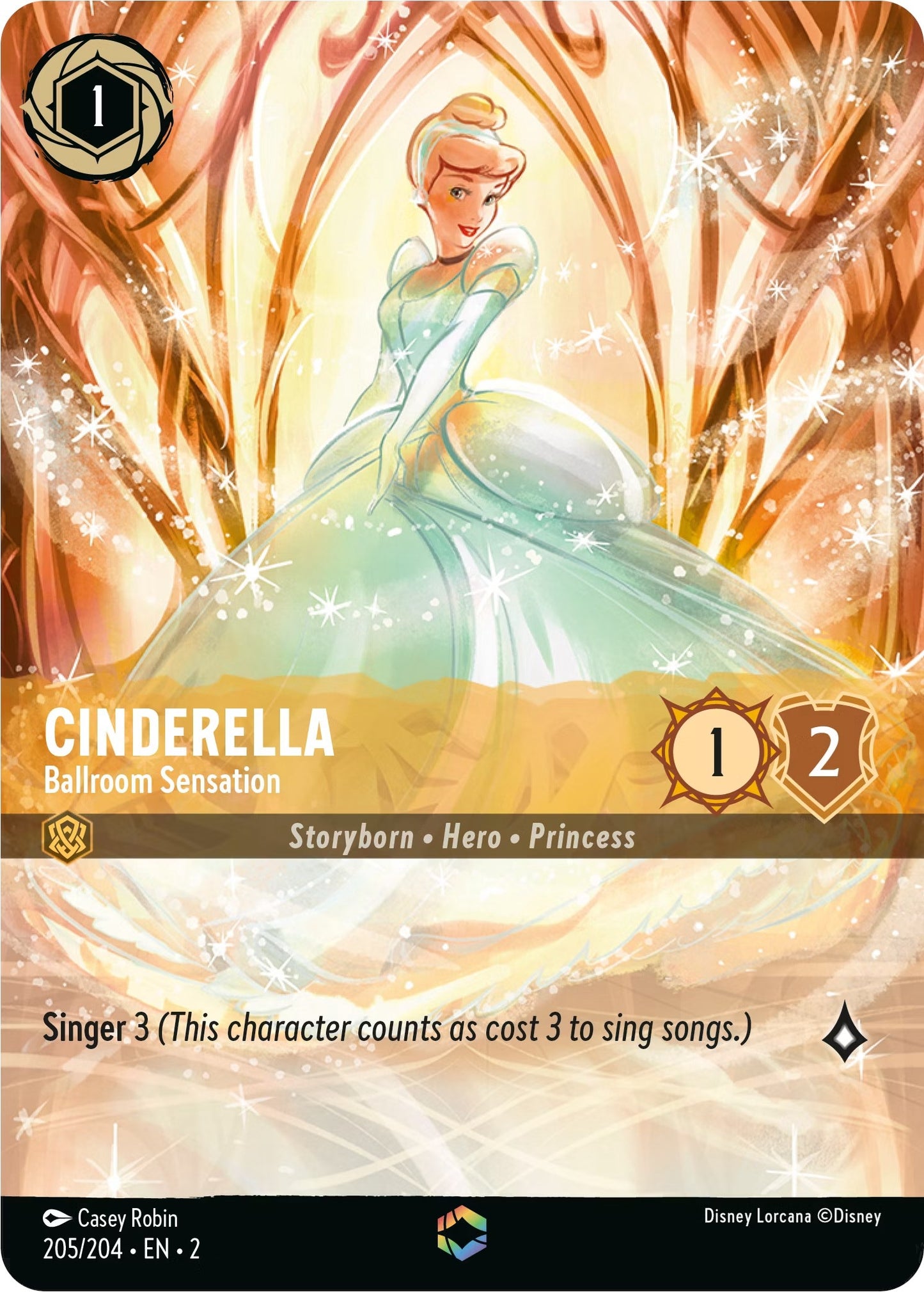 Image for Cinderella - Ballroom Sensation (Enchanted) (205/204) (Rise of the Floodborn) - Disney Lorcana