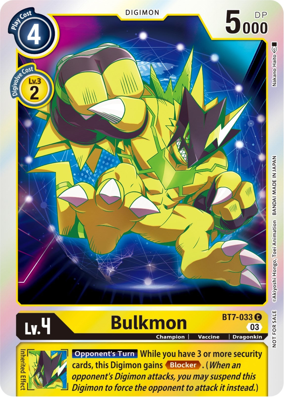 Image for Bulkmon (Official Tournament Pack Vol.11) (BT7-033 C) (Next Adventure) - Digimon Card Game