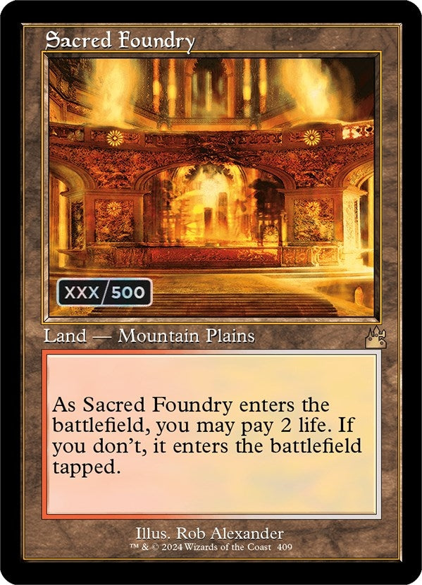 Image for Sacred Foundry (Retro Frame) (Serial Numbered) (409) (Ravnica Remastered) - Magic: The Gathering