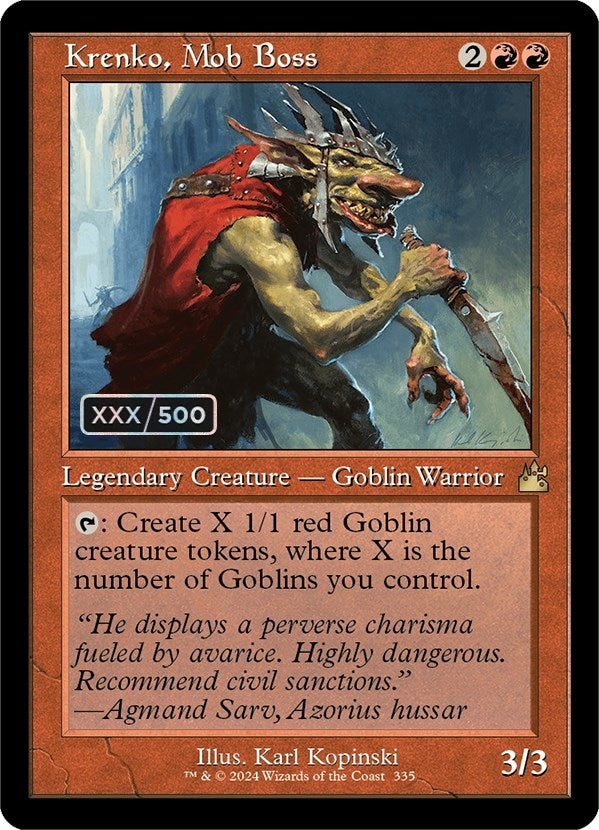 Image for Krenko, Mob Boss (Retro Frame) (Serial Numbered) (335) (Ravnica Remastered) - Magic: The Gathering