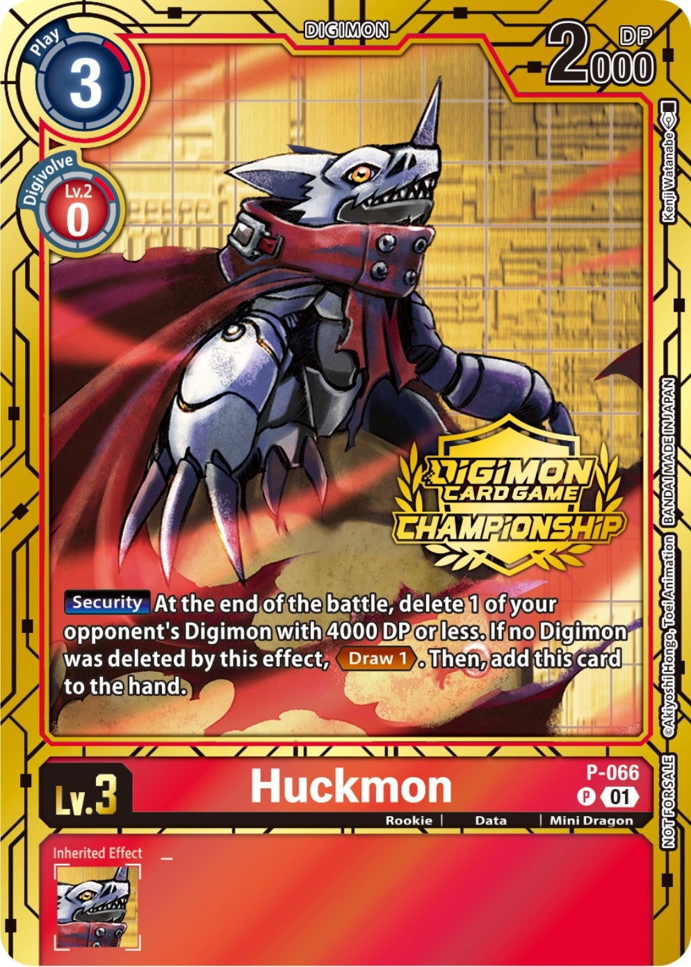 Image for Huckmon - P-066 (Championship 2023 Gold Card Set) (P-066 P) (Digimon Promotion Cards) - Digimon Card Game
