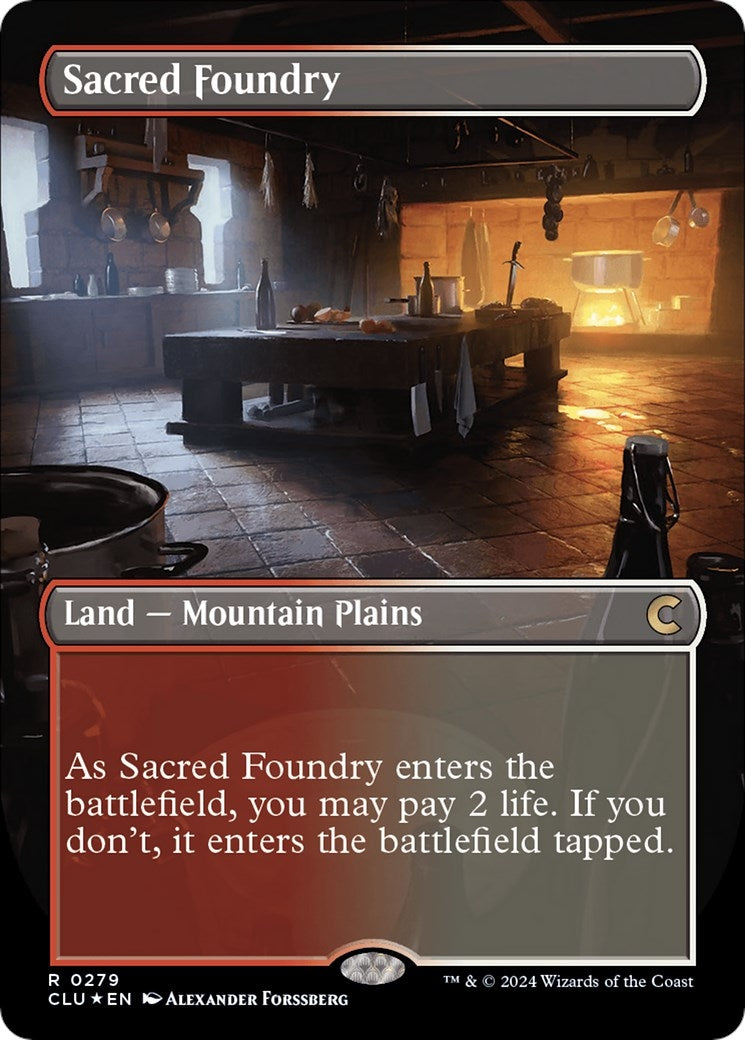Image for Sacred Foundry (Borderless) (279) (Ravnica: Clue Edition) - Magic: The Gathering