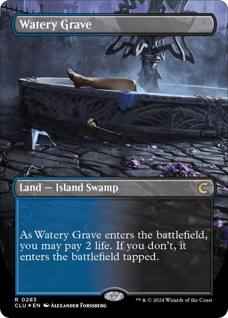 Image for Watery Grave (Borderless) (283) (Ravnica: Clue Edition) - Magic: The Gathering