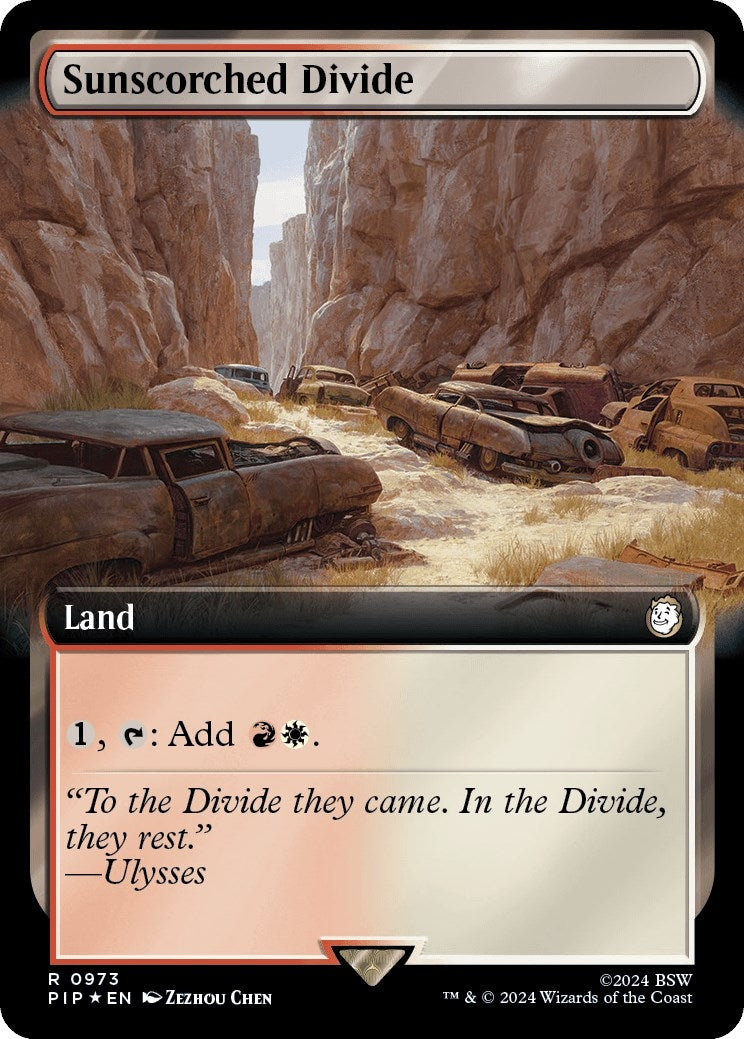Image for Sunscorched Divide (Extended Art) (Surge Foil) (973) (Universes Beyond: Fallout) - Magic: The Gathering