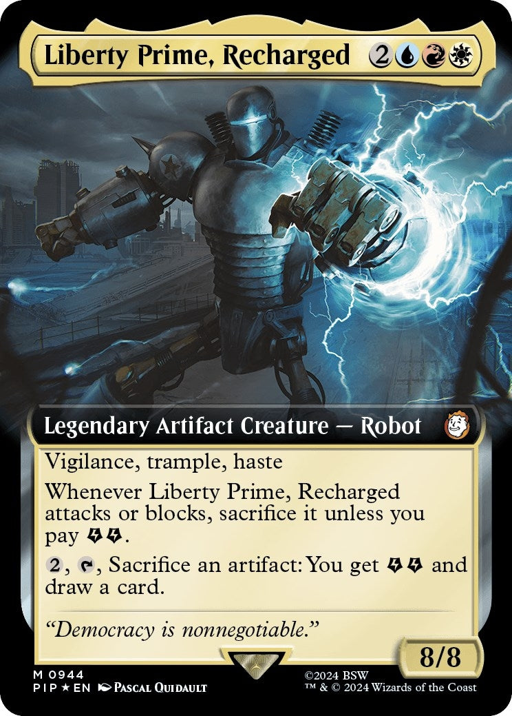 Image for Liberty Prime, Recharged (Extended Art) (Surge Foil) (944) (Universes Beyond: Fallout) - Magic: The Gathering