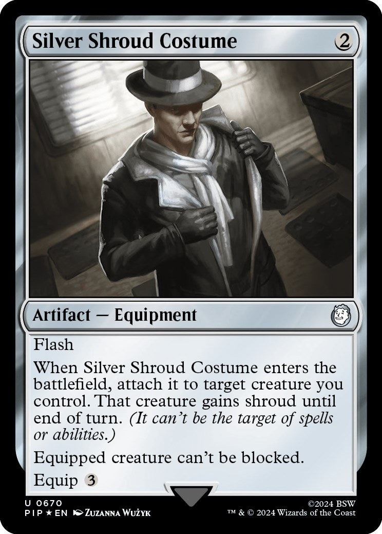Image for Silver Shroud Costume (Surge Foil) (670) (Universes Beyond: Fallout) - Magic: The Gathering
