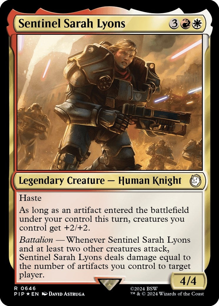 Image for Sentinel Sarah Lyons (Surge Foil) (646) (Universes Beyond: Fallout) - Magic: The Gathering