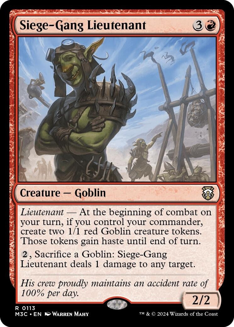 Image for Siege-Gang Lieutenant (113) (Commander: Modern Horizons 3) - Magic: The Gathering