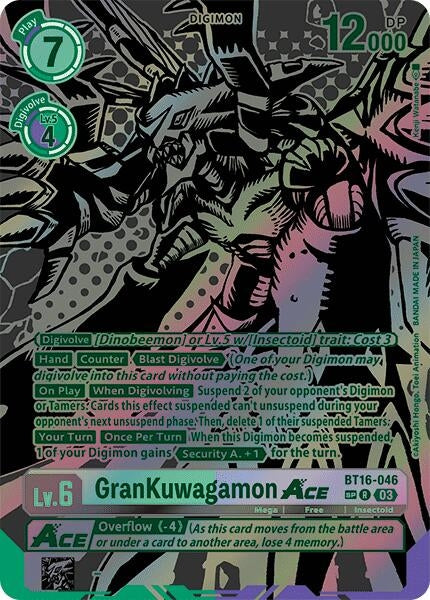 Image for GranKuwagamon ACE (Textured) (BT16-046 R) (Beginning Observer) - Digimon Card Game