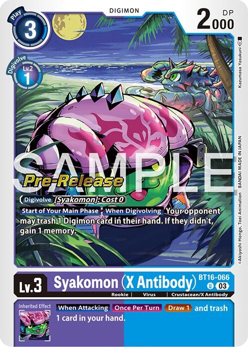Image for Syakomon (X Antibody) (BT16-066 U) (Beginning Observer Pre-Release Cards) - Digimon Card Game