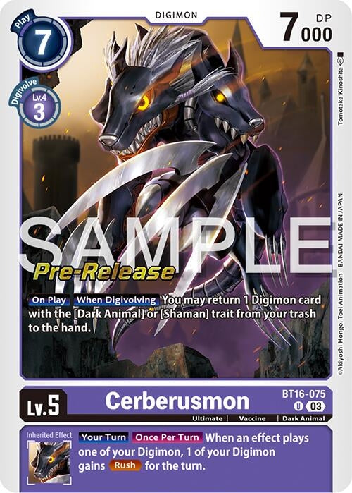 Image for Cerberusmon (BT16-075 U) (Beginning Observer Pre-Release Cards) - Digimon Card Game
