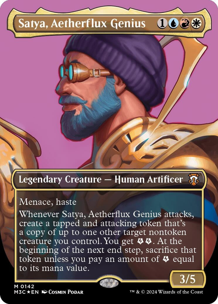 Image for Satya, Aetherflux Genius (Borderless) (Ripple Foil) (142) (Commander: Modern Horizons 3) - Magic: The Gathering