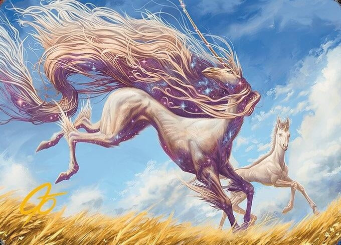 Image for Nyxborn Unicorn Art Card (Gold-Stamped Signature) (1) (Art Series: Modern Horizons 3) - Magic: The Gathering