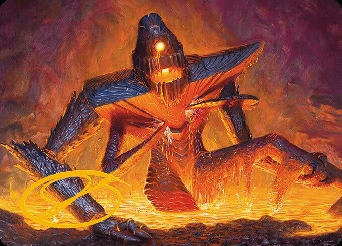 Image for Molten Gatekeeper Art Card (Gold-Stamped Signature) (5) (Art Series: Modern Horizons 3) - Magic: The Gathering
