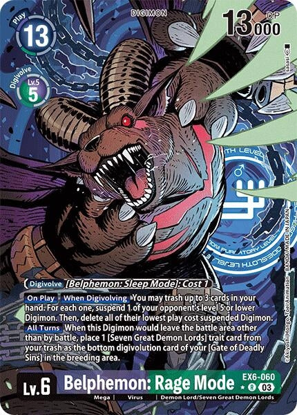 Image for Belphemon: Rage Mode (Alternate Art) (EX6-060 R) (Infernal Ascension) - Digimon Card Game