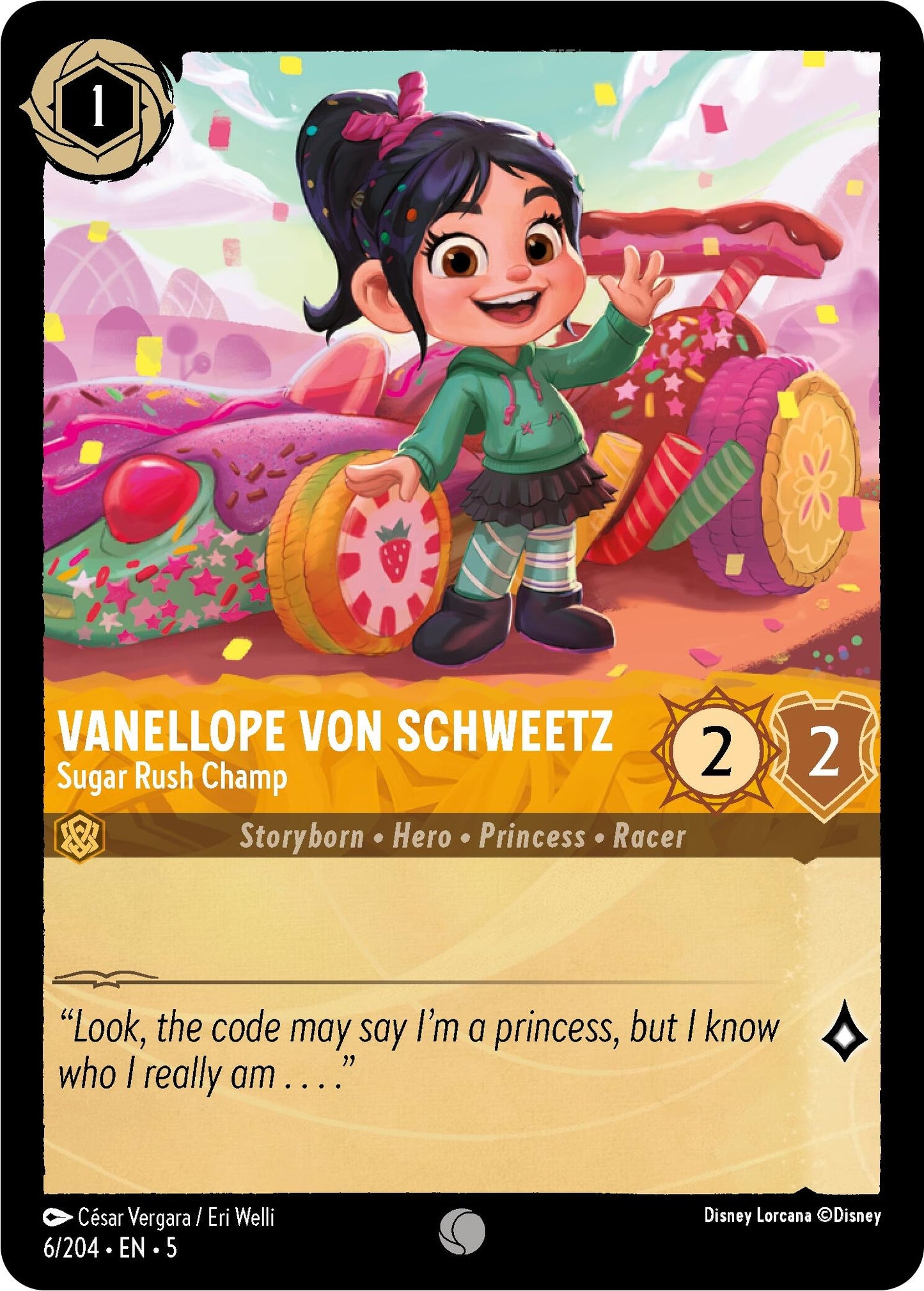 Image for Vanellope von Schweetz - Sugar Rush Champ (6/204) (Shimmering Skies) - Disney Lorcana