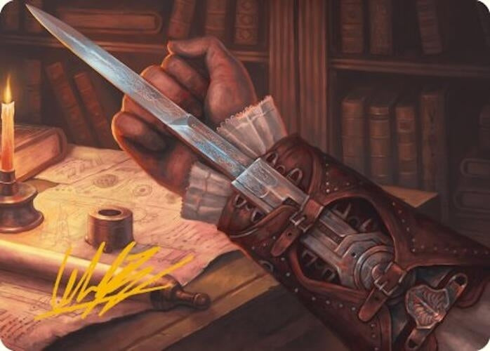 Image for Hidden Blade Art Card (Gold-Stamped Signature) (9) (Art Series: Universes Beyond: Assassin's Creed) - Magic: The Gathering