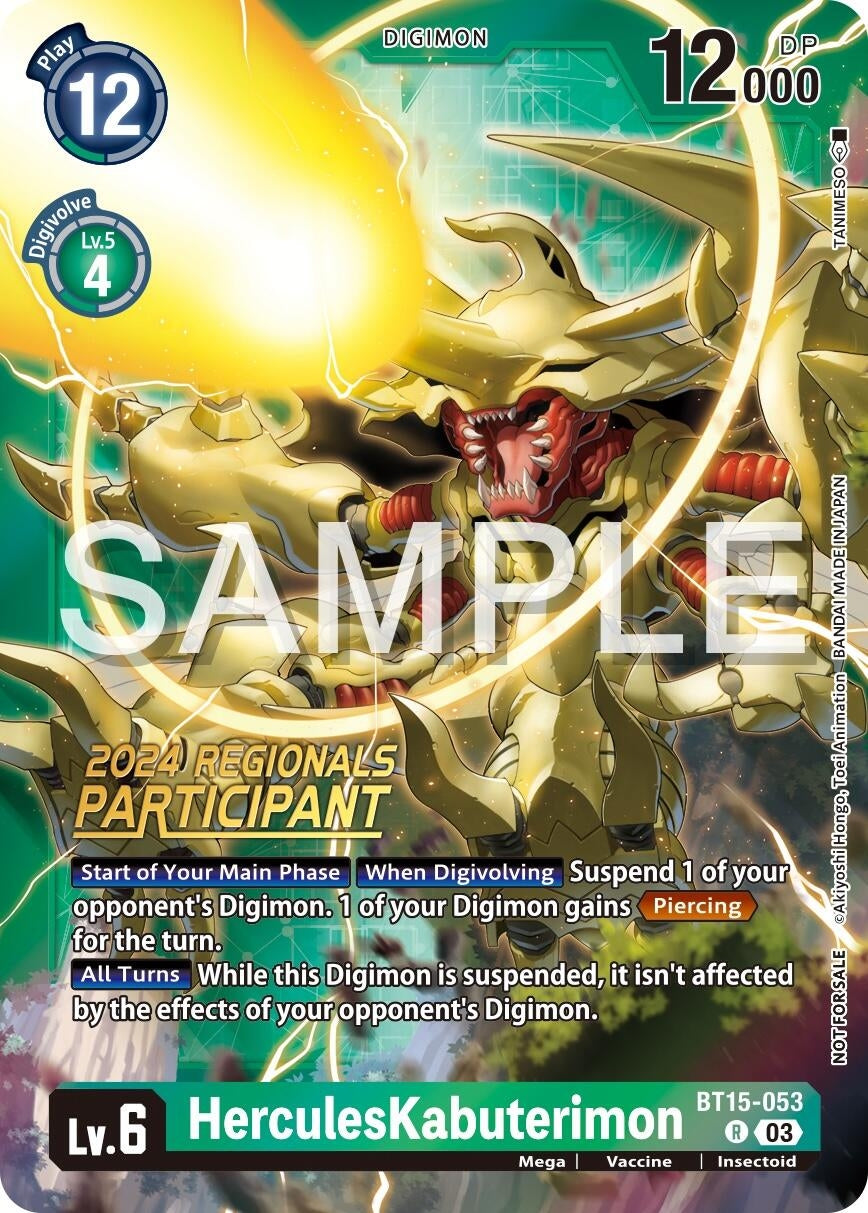 Image for HerculesKabuterimon (2024 Regionals Participant) (BT15-053 R) (Exceed Apocalypse) - Digimon Card Game