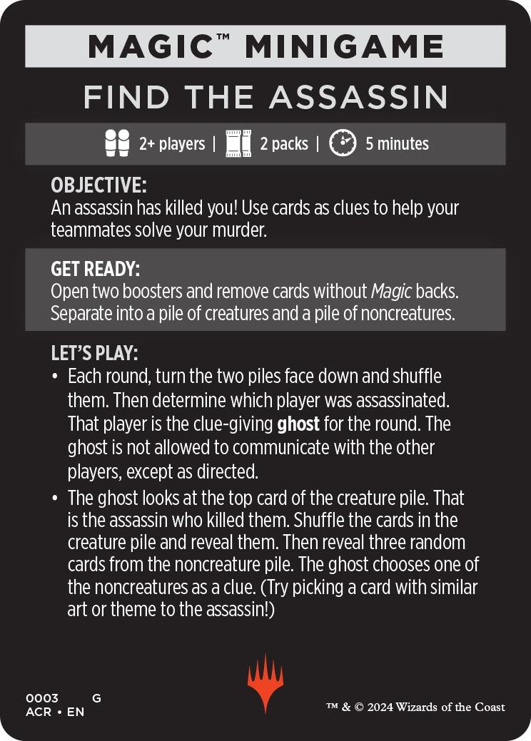 Image for Magic Minigame: Find The Assassin (3) (Universes Beyond: Assassin's Creed) - Magic: The Gathering