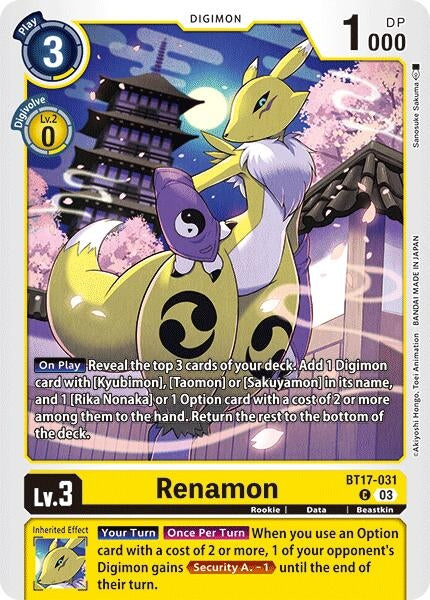 Image for Renamon (BT17-031 C) (Secret Crisis) - Digimon Card Game