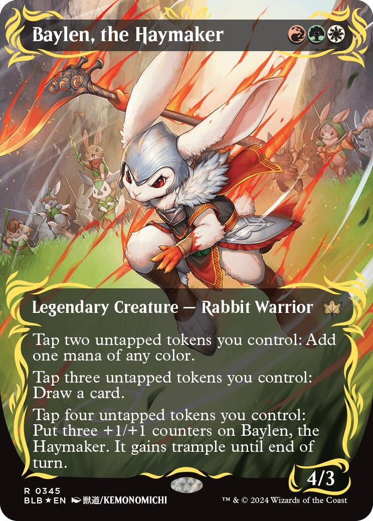 Image for Baylen, the Haymaker (Borderless) (Raised Foil) (345) (Bloomburrow) - Magic: The Gathering