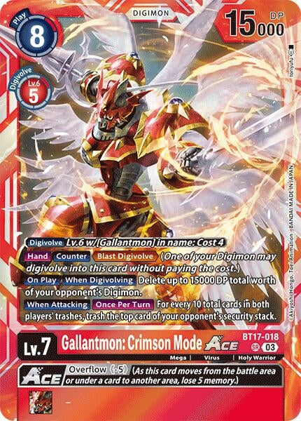 Image for Gallantmon: Crimson Mode ACE (BT17-018 SR) (Secret Crisis) - Digimon Card Game