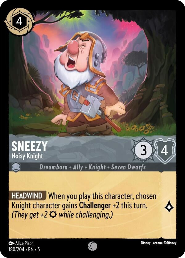 Image for Sneezy - Noisy Knight (180/204) (Shimmering Skies) - Disney Lorcana