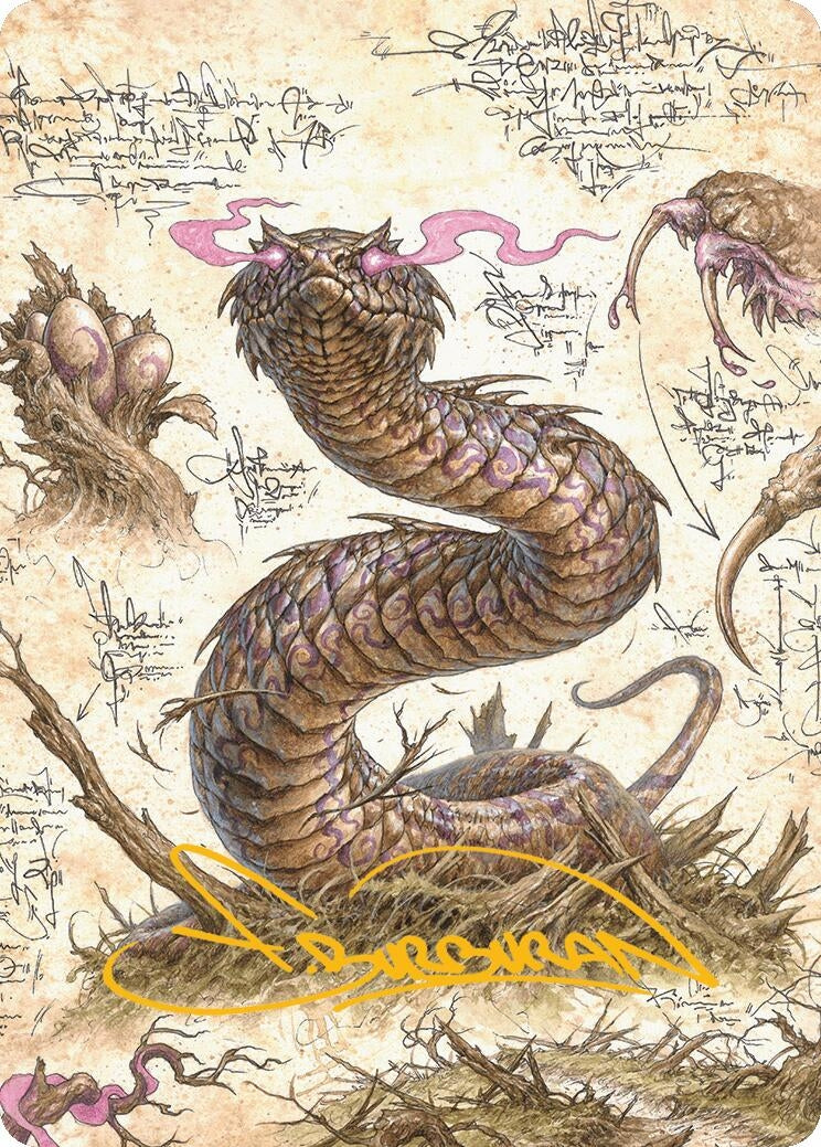 Image for Rottenmouth Viper Art Card (Gold-Stamped Signature) (36) (Art Series: Bloomburrow) - Magic: The Gathering