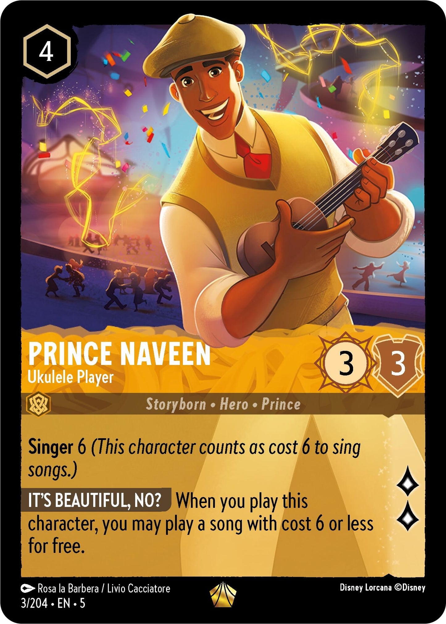 Image for Prince Naveen - Ukulele Player (3/204) (Shimmering Skies) - Disney Lorcana