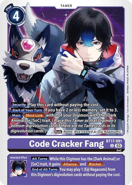 Image for Code Cracker Fang (BT17-091 U) (Secret Crisis) - Digimon Card Game
