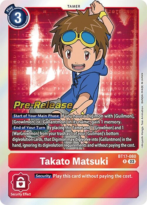 Image for Takato Matsuki (BT17-080 R) (Secret Crisis Pre-Release Cards) - Digimon Card Game