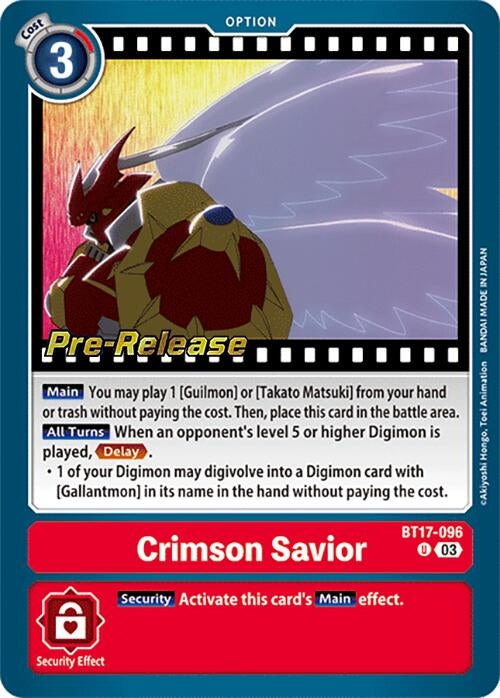 Image for Crimson Savior (BT17-096 U) (Secret Crisis Pre-Release Cards) - Digimon Card Game