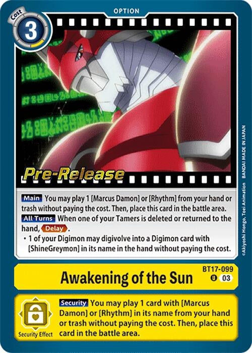 Image for Awakening of the Sun (BT17-099 U) (Secret Crisis Pre-Release Cards) - Digimon Card Game