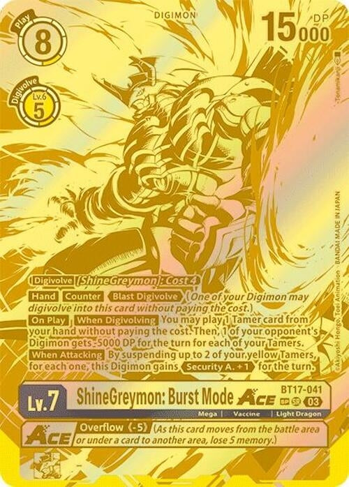 Image for ShineGreymon: Burst Mode ACE (Textured) (BT17-041 SR) (Secret Crisis) - Digimon Card Game