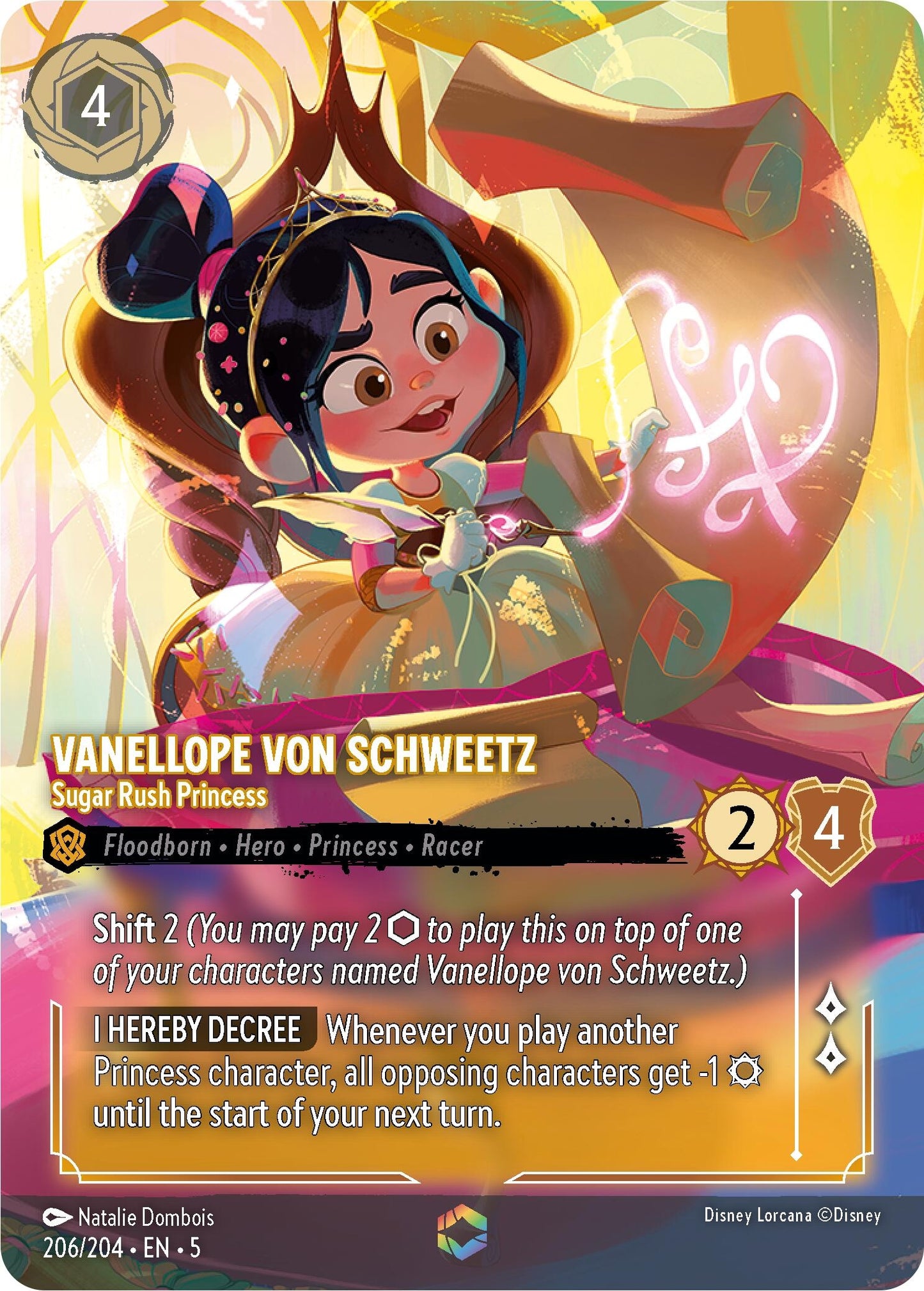 Image for Vanellope von Schweetz - Sugar Rush Princess (Enchanted) (206/204) (Shimmering Skies) - Disney Lorcana