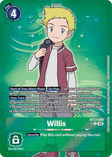 Image for Willis (Box Promotion Pack: Secret Crisis) (BT17-088 U) (Secret Crisis) - Digimon Card Game