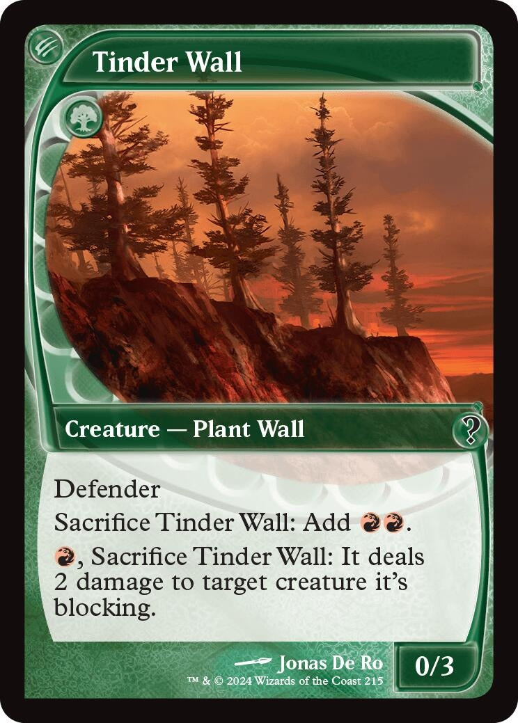 Image for Tinder Wall (Future Sight) (215) (Mystery Booster 2) - Magic: The Gathering