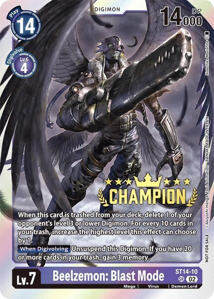 Image for Beelzemon: Blast Mode (Digimon 3-On-3 Champion) (ST14-10 SR) (Starter Deck 14: Beelzemon Advanced Deck Set) - Digimon Card Game