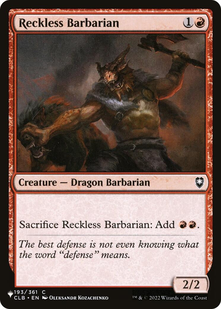Image for Reckless Barbarian (193/361) (The List Reprints) - Magic: The Gathering