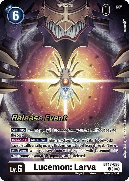 Image for Lucemon: Larva (BT18-086 R) (Release Special Booster 2.0 Celebration Event Cards) - Digimon Card Game