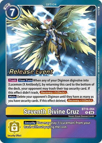 Image for Seventh Divine Cruz (BT19-094 R) (Release Special Booster 2.0 Celebration Event Cards) - Digimon Card Game
