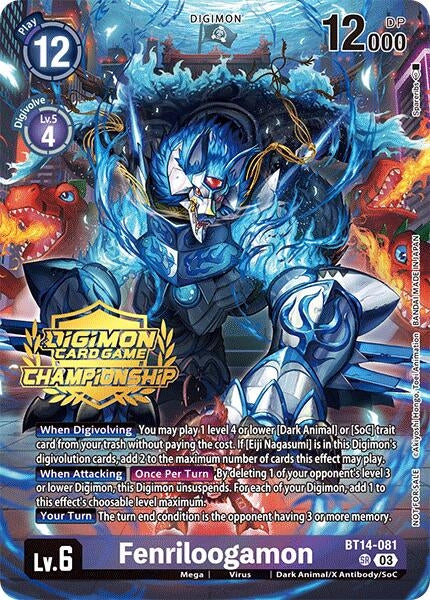 Image for Fenriloogamon (Championship 2024 Gold Stamp Card Set) (BT14-081 SR) (Blast Ace) - Digimon Card Game