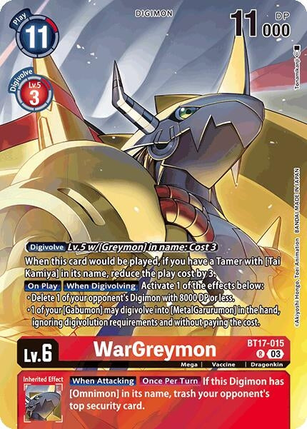 Image for WarGreymon (Omnimon Binder Set) (BT17-015 R) (Secret Crisis) - Digimon Card Game