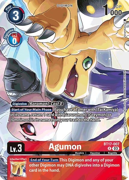 Image for Agumon (Omnimon Binder Set) (BT17-007 R) (Secret Crisis) - Digimon Card Game
