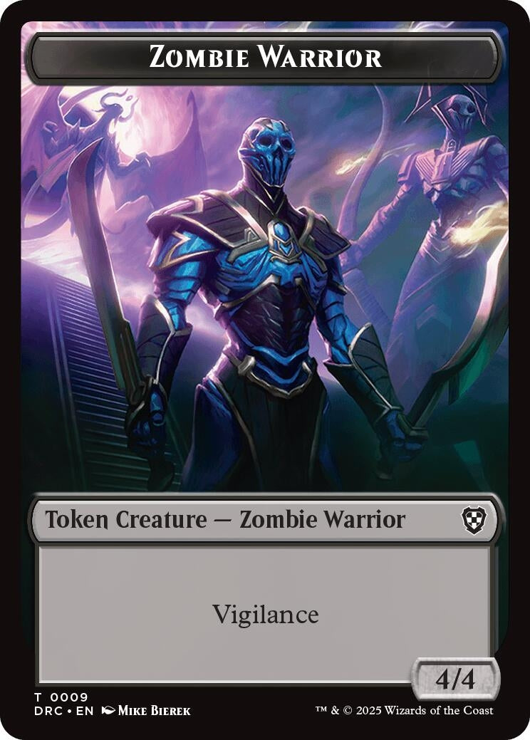 Image for Zombie Warrior // Zombie (0003) Double-Sided Token (9 // 3) (Commander: Aetherdrift) - Magic: The Gathering